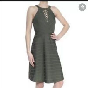 GUESS Women's Lace Up Sleeveless Halter Dress Olive Size 12